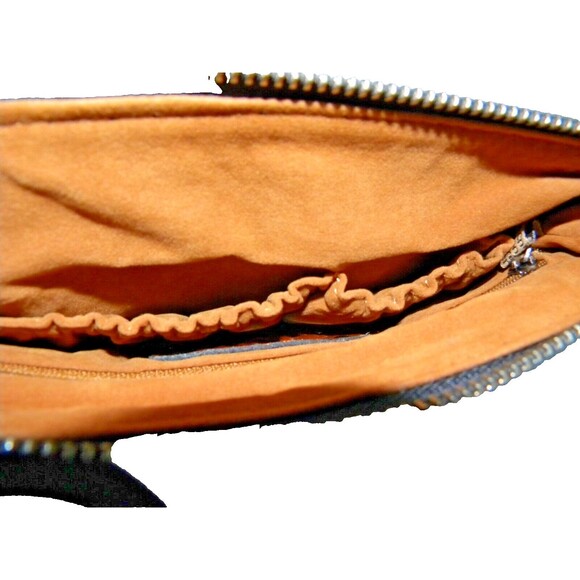 Patricia Nash Ebbe Woven Straw Cassini Leather Wristlet Striped Black - Picture 13 of 13